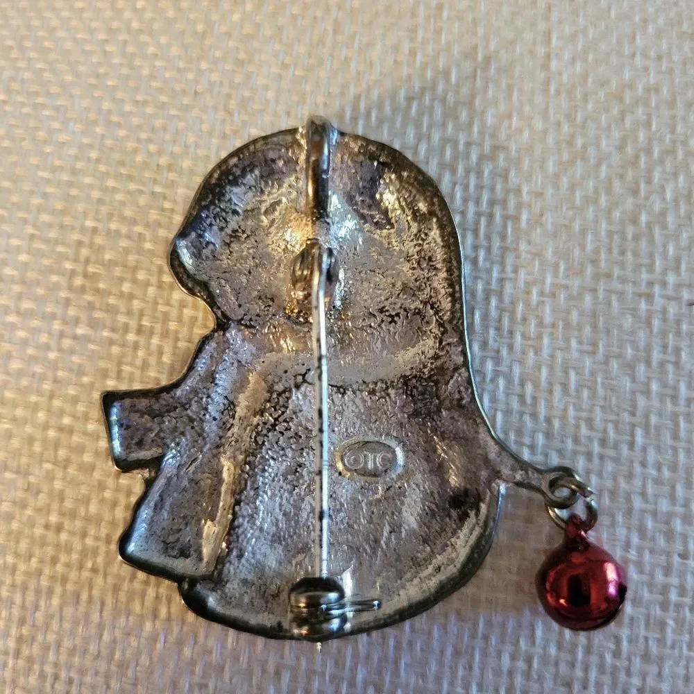 Festive Red and White Snowman Brooch